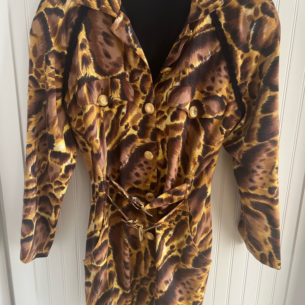 AUTHENTIC Versus Versace Tan Brown Wrap Tie Front Long Sleeve Dress